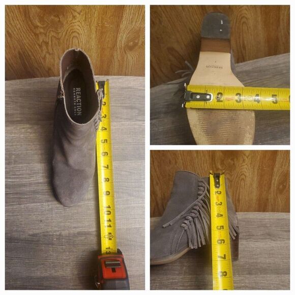Kenneth Cole Reaction Rotini Fringe Ankle Boots Womens Size 7 Gray - Picture 11 of 11